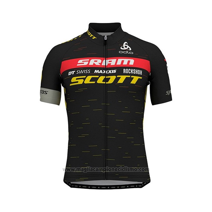 2022 Abbigliamento Ciclismo Scott Sram Nero Manica Corta e Salopette